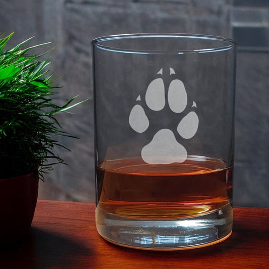 Wolf Track 13oz Engraved Whiskey Glass