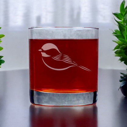 Chickadee 11oz Whisky Glass - Copyright Hues in Glass