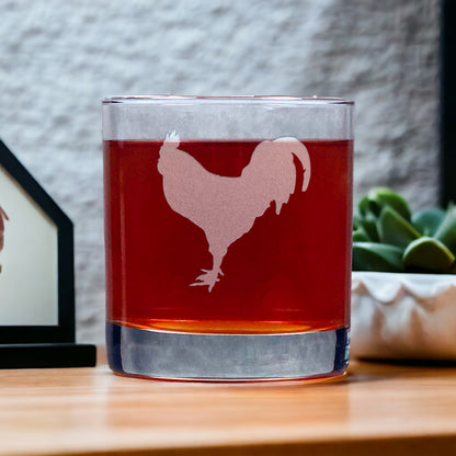 Rooster 11oz Whisky Glass - Copyright Hues in Glass