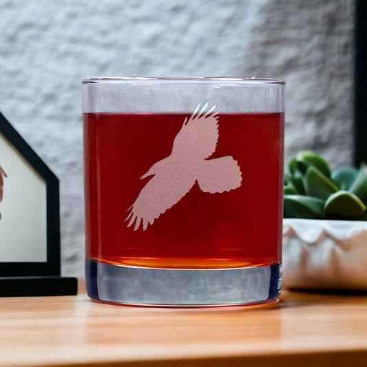 Crow Engraved 11oz Whiskey Glass  - Bird Lovers Gift