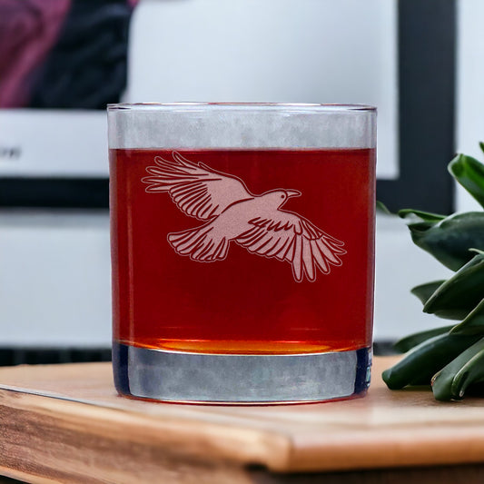 Crow Whisky Glass - Design 4 - Copyright Hues in Glass