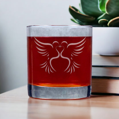 Doves Whisky Glass - Copyright Hues in Glass