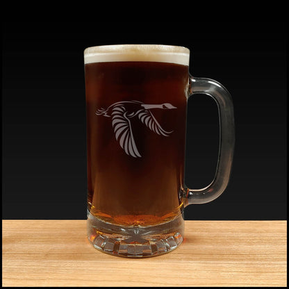 Flying Goose Design Beer Mug - Dark Beer - Copyright Hues in Glass