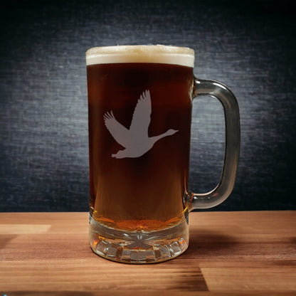 Flying Goose Design Beer Mug - Dark Beer - Copyright Hues in Glass