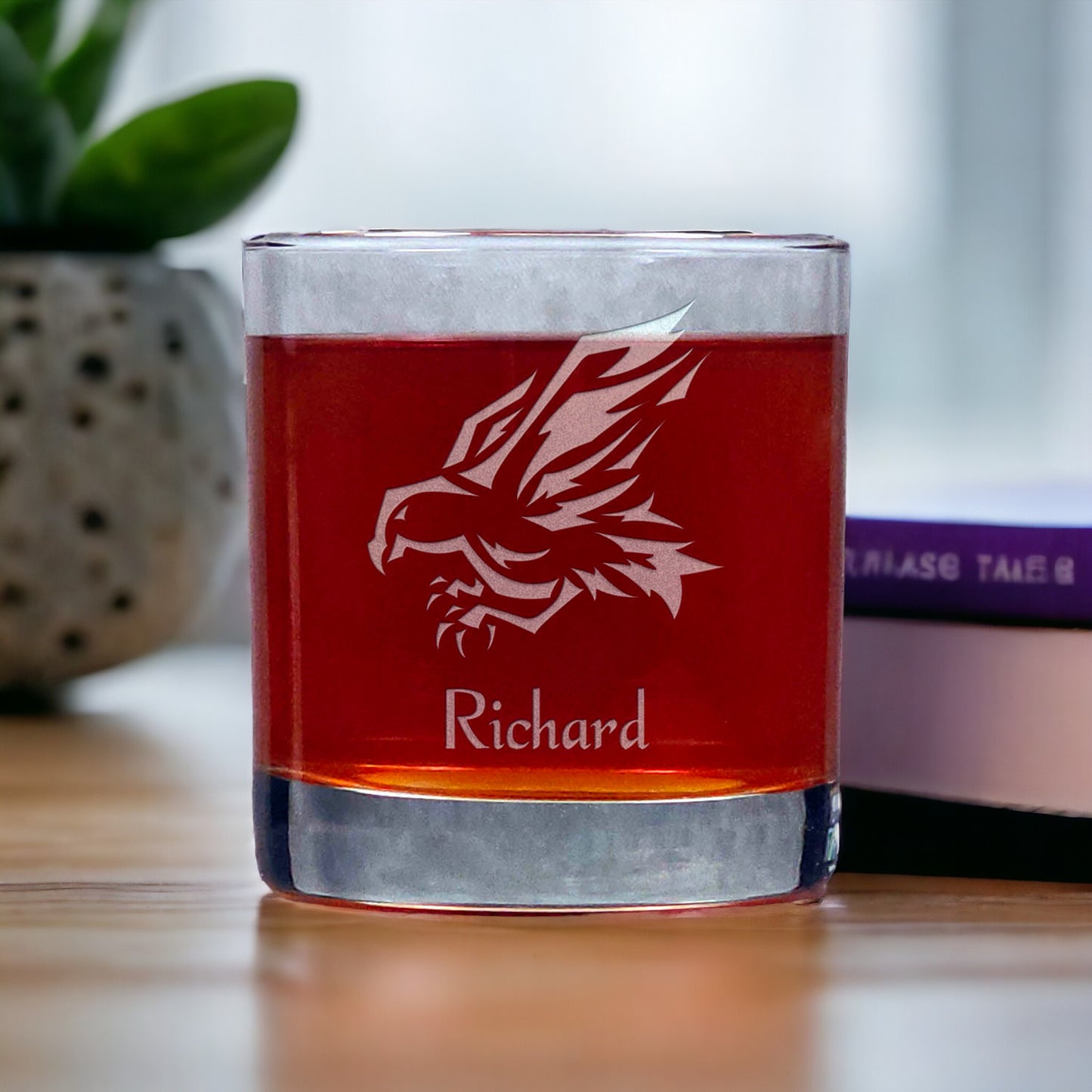 Personalized Hawk Whisky Glass - Copyright Hues in Glass