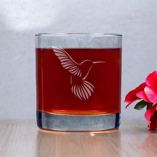 Hummingbird Whisky Glass - Copyright Hues in Glass