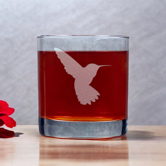 Hummingbird Silhouette Whisky Glass - Copyright Hues in Glass