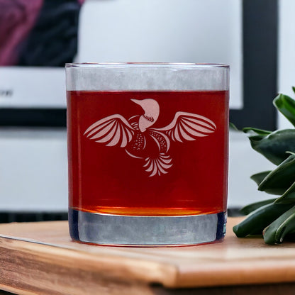 Loon Personalized Whisky Glass - Copyright Hues in Glass