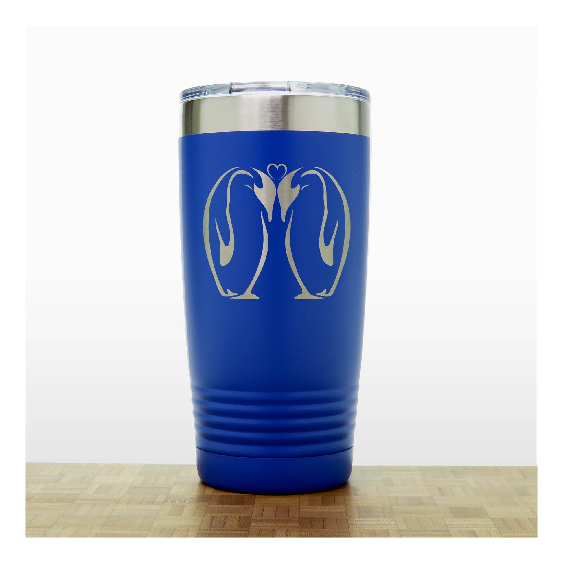 Blue - Kissing Penguins 20 oz Insulated Tumbler - Copyright Hues in Glass