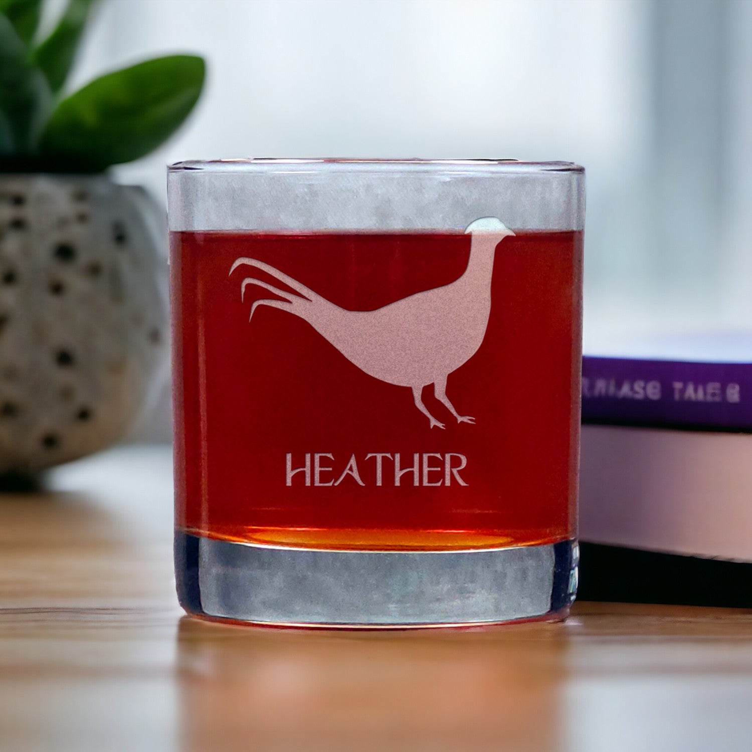 Personalized Pheasant 11oz Whisky Glass - Copyright Hues in Glass