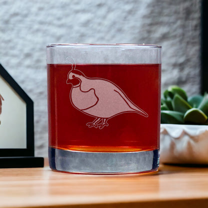 Quail 11oz Whisky Glass - Design 3 - Copyright Hues in Glass