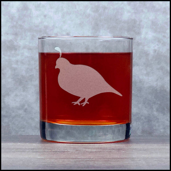 Quail Silhouette 11oz Whisky Glass - Design 4 - Copyright Hues in Glass