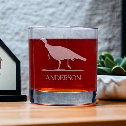 Personalized Turkey 11oz Whisky Glass - Design 2 - Copyright Hues in Glass