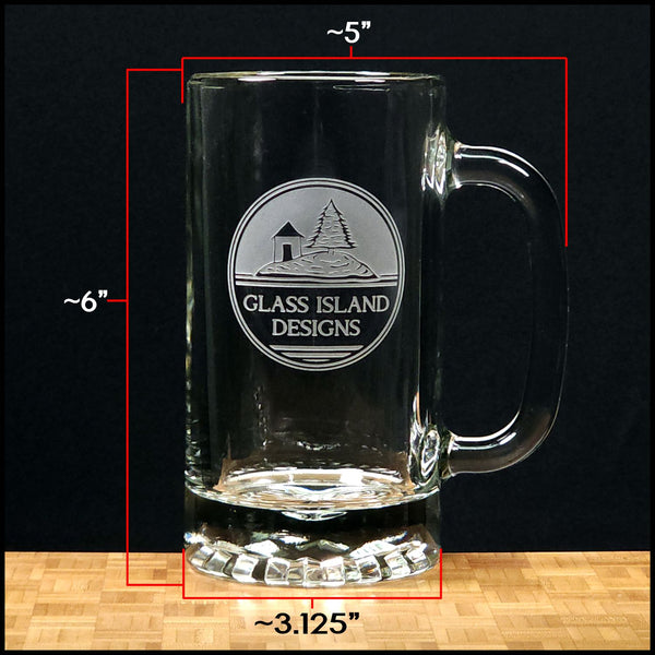 Bear 16oz Engraved Beer Mug - Design 5 - Etched Animal Personalized Gift  - Bear Beer Glass