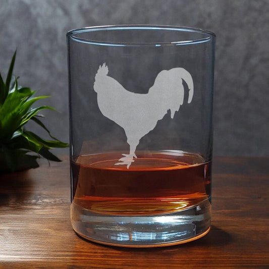 Rooster 13oz Whisky Glass - Copyright Hues in Glass