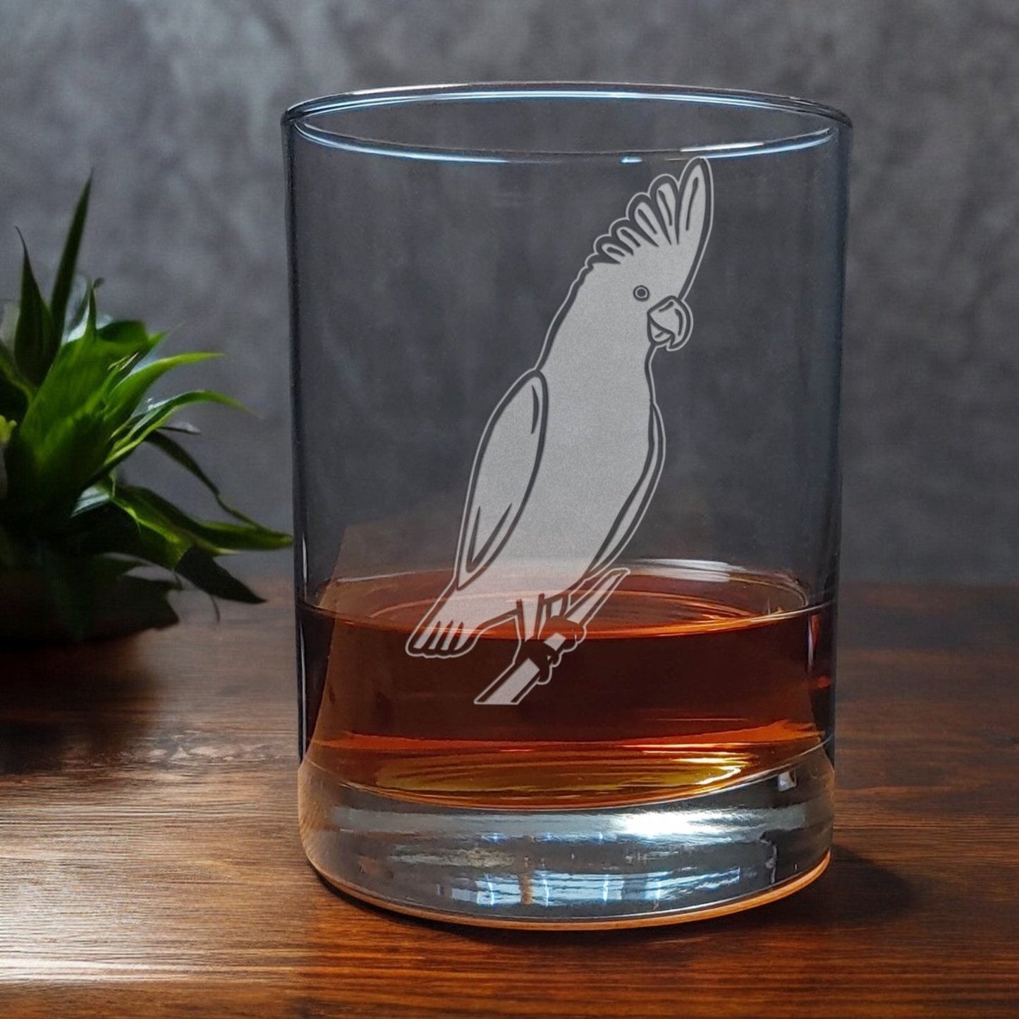 Cockatoo 13oz Engraved Whiskey Glass -Cockatoo Lovers Personalized Gift