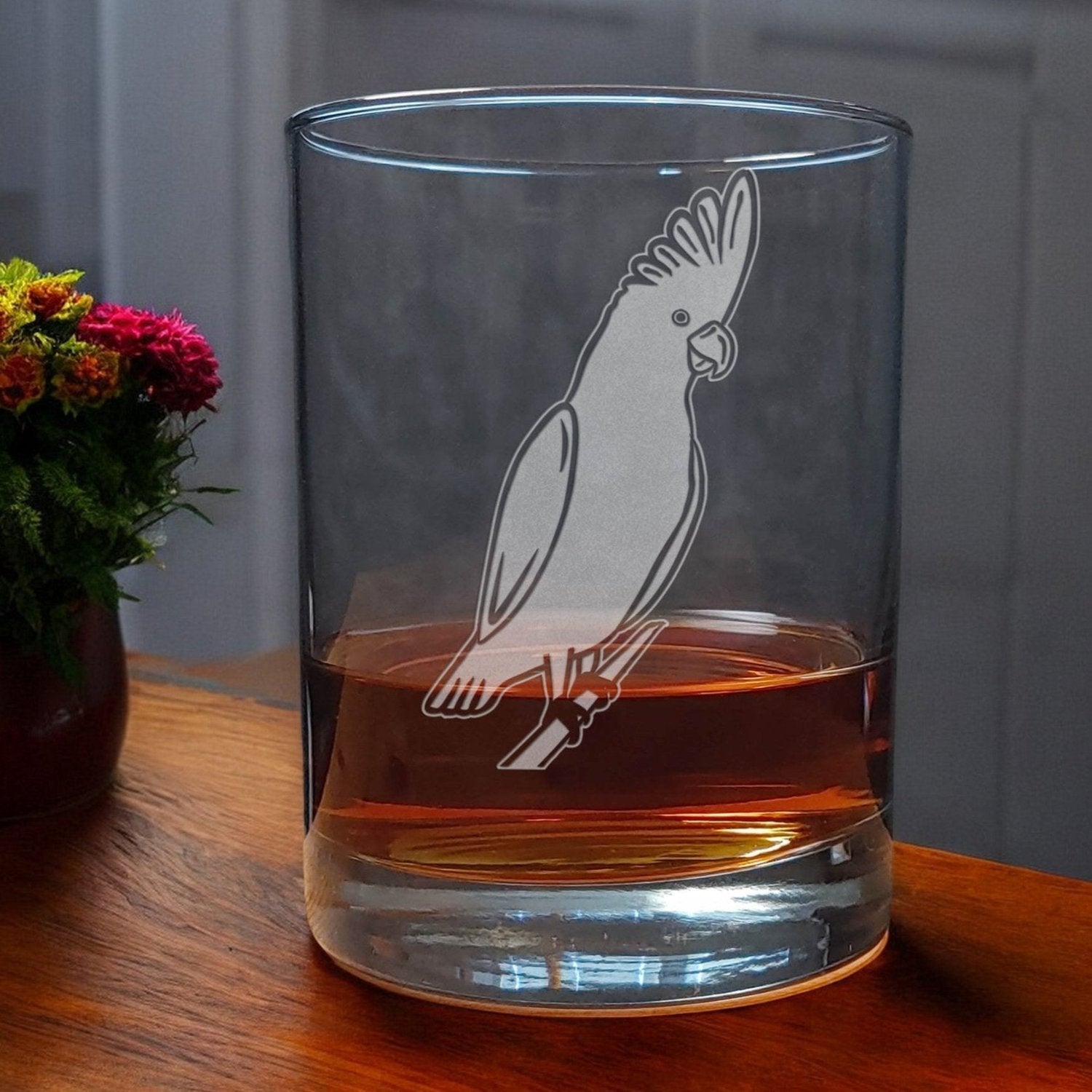 Cockatoo13oz Whisky Glass - Copyright Hues in Glass