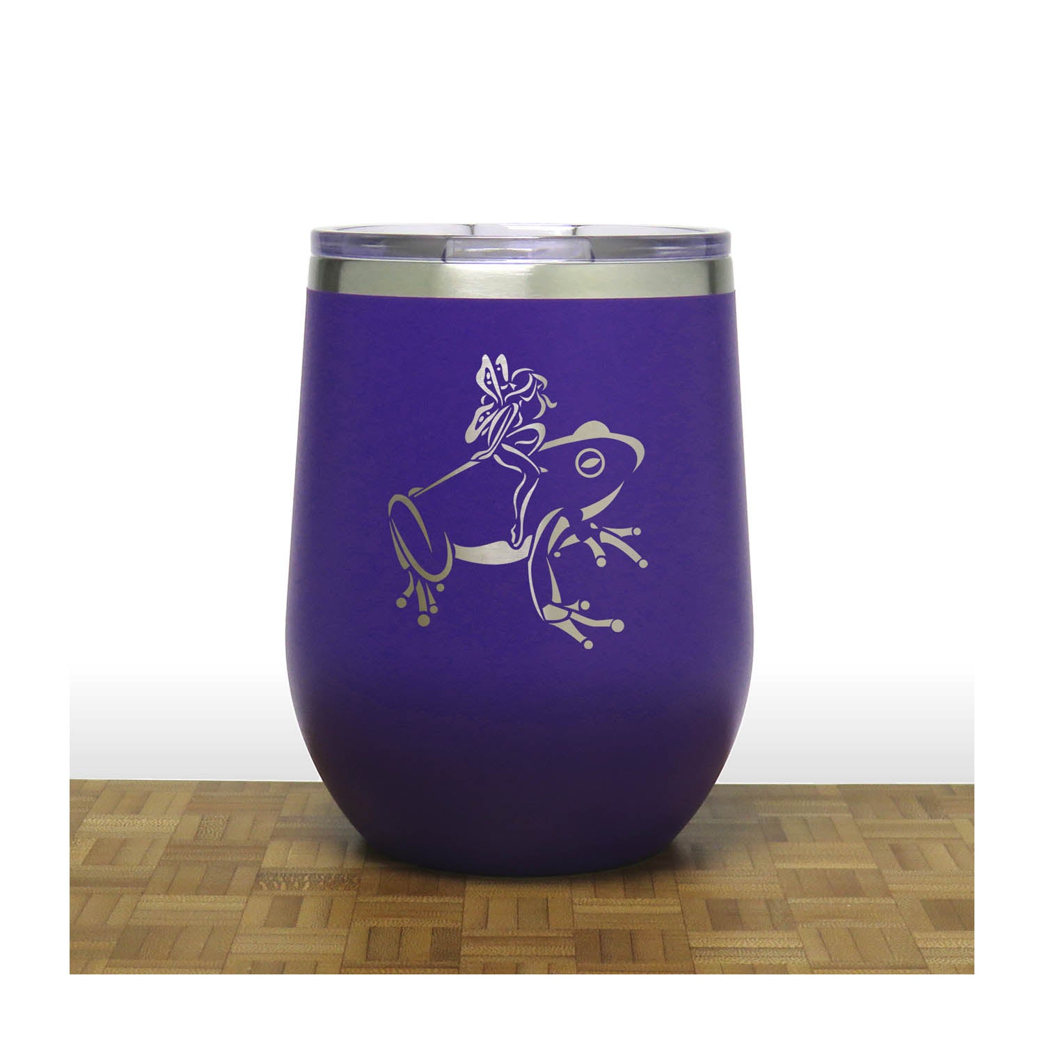 Purple - Fairy riding on a Frog - 20 oz Insulated Tumbler - Copyright Hues in Glass