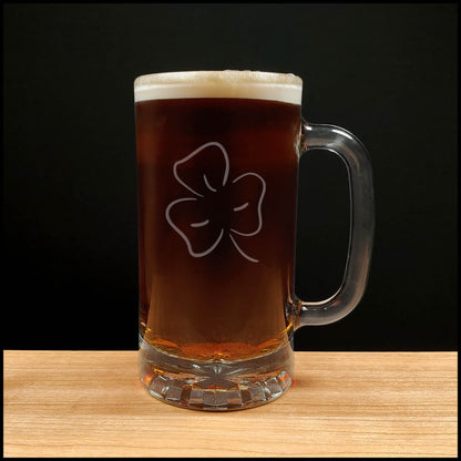 Shamrock 16oz Engraved Beer Mug - St. Patrick's Day Personalized Gift - copyright Hues in Glass