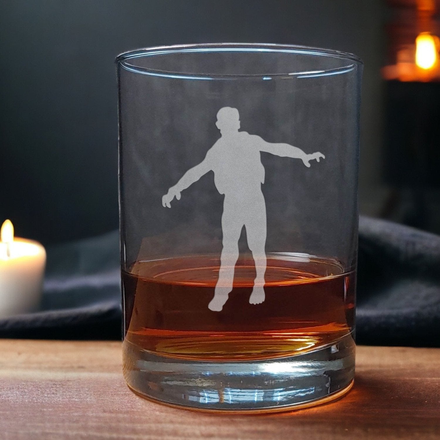 Zombie Whisky Glass - Design 1 - Copyright Hues in Glass