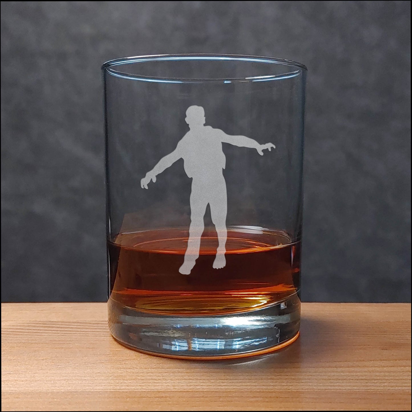 Zombie 13oz Whiskey Glass - Design 1 - Halloween Glass - Free Personalization