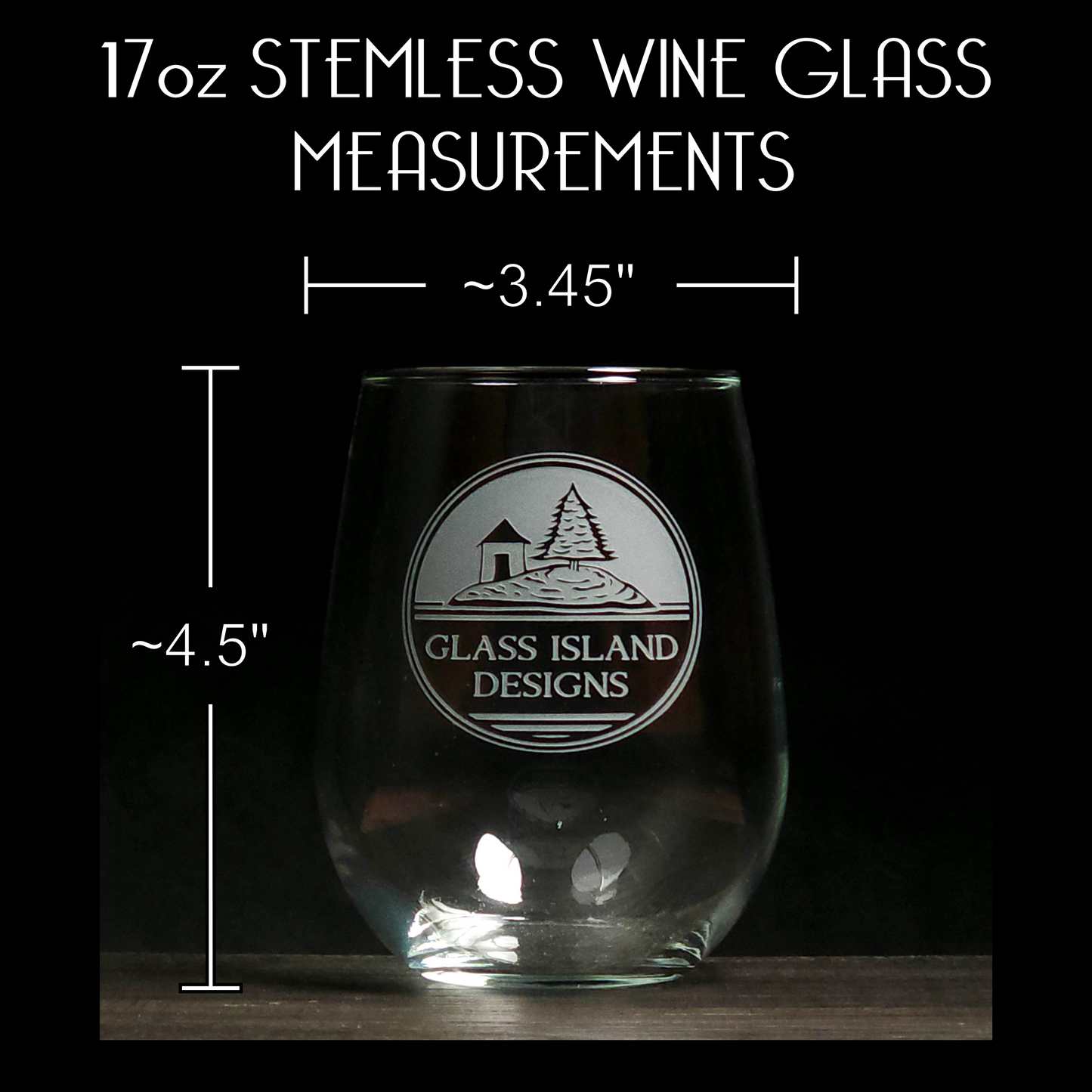 Raccoon 17oz Stemless Wine Glass - Design 3 - Deeply Etched Personalized Gift