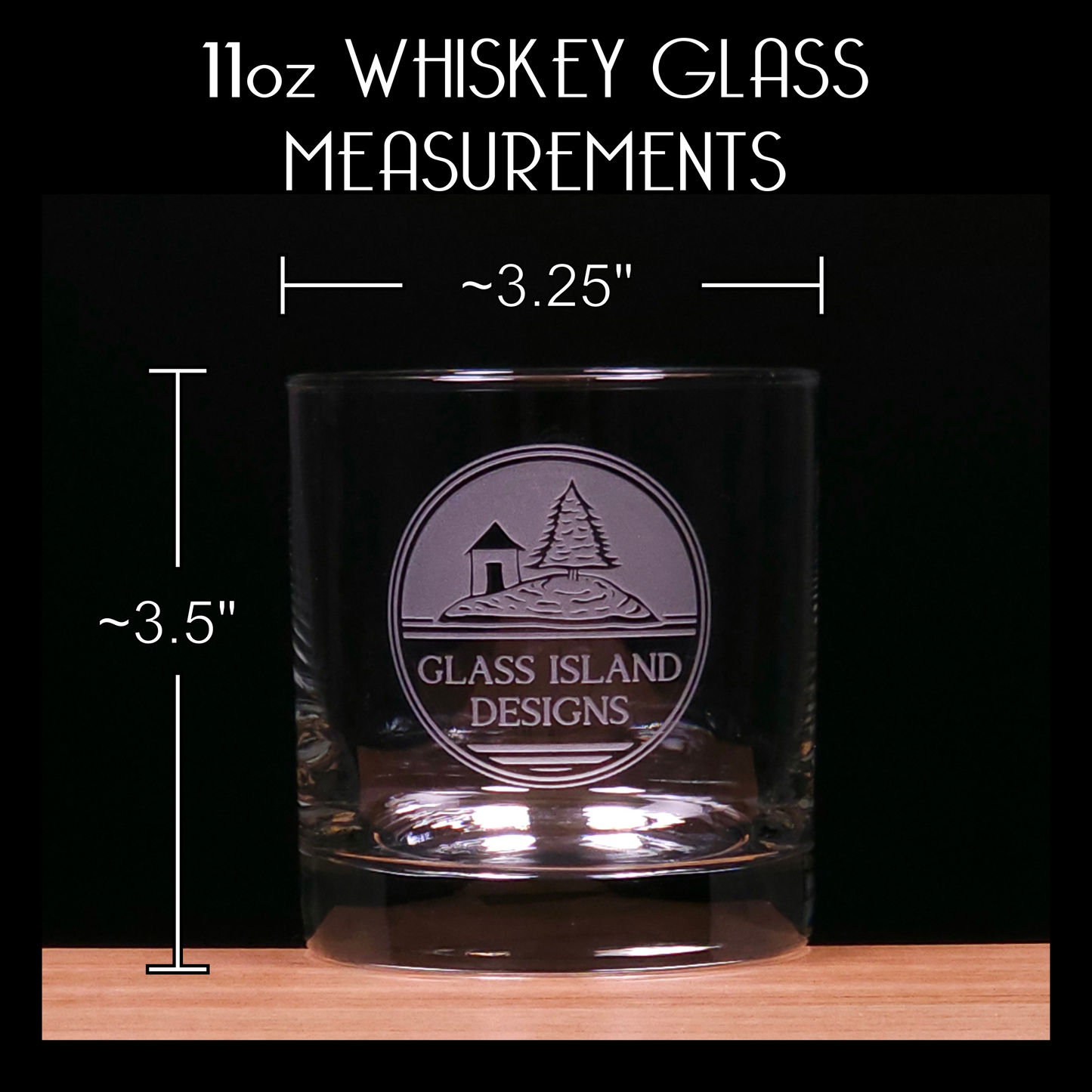 American Flag Engraved 11oz Whiskey Glass