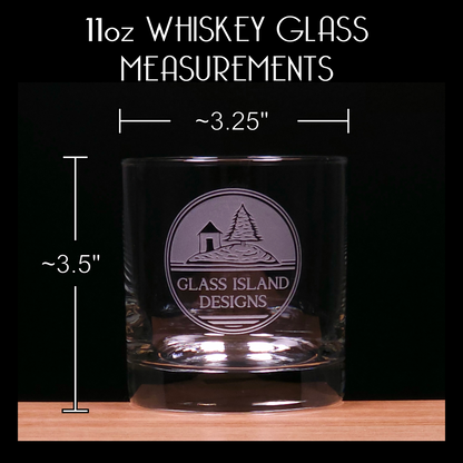 Deer Stag Head Engraved 11oz Whiskey Glass - Buck Lowball Glass - Optional Free Personalization