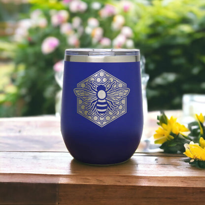 Bee Insulated 12 oz Stemless Wine Tumbler, Keeps your drink cool for hours