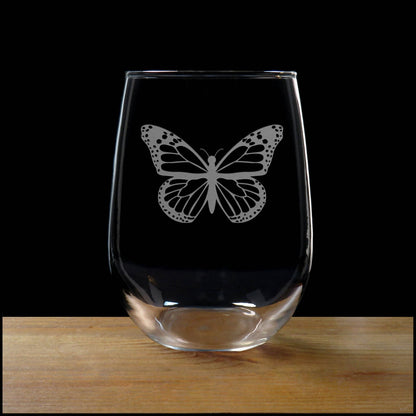 Butterfly 17oz Stemless Wine Glass - copywrite Hues in Glass