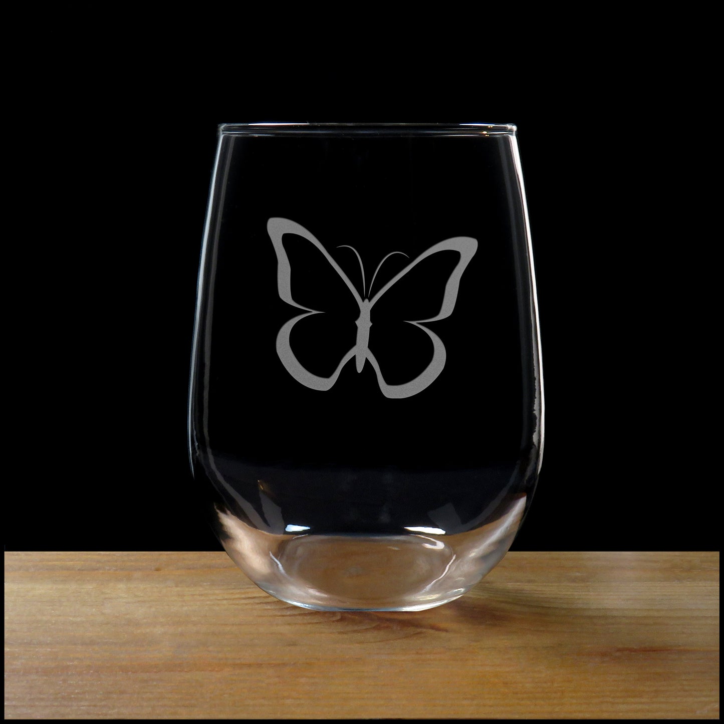 Butterfly 17oz Stemless Wine Glass - copywrite Hues in Glass