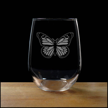 Butterfly 17oz Stemless Wine Glass - copywrite Hues in Glass