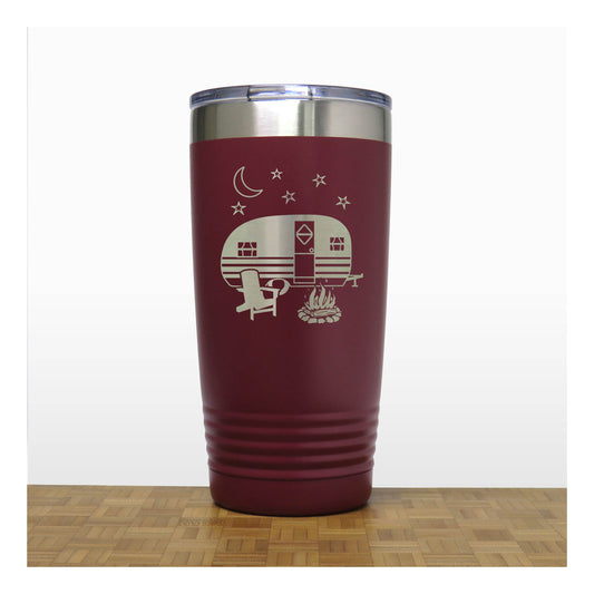 Maroon - Camper 20 oz Insulated Tumbler - Copyright Hues in Glass