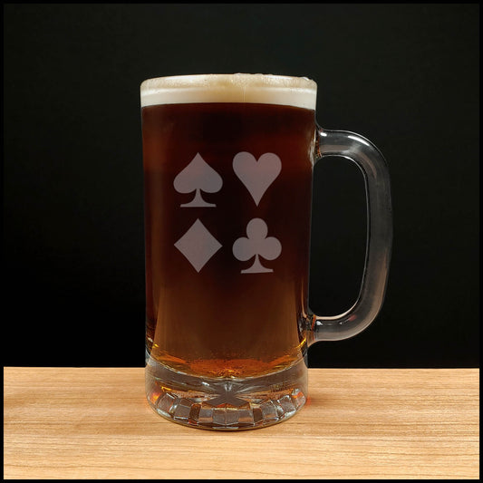 Card Suits Beer Mug - Dark Beer - Copyright Hues in Glass