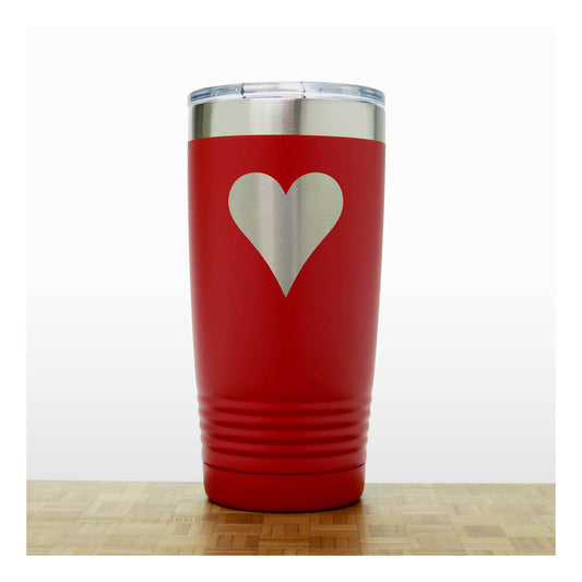 Red - Engraved Hearts Card Suits 20 oz Insulated Tumbler - Copyright Hues in Glass