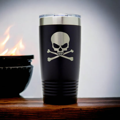 Skull and Crossbones  Engraved Insulated 20oz Travel Tumbler