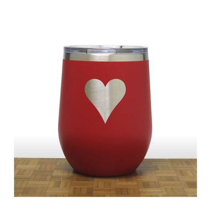 Red - Hearts 12 oz Insulated Wine Tumbler - Copyright Hues in Glass