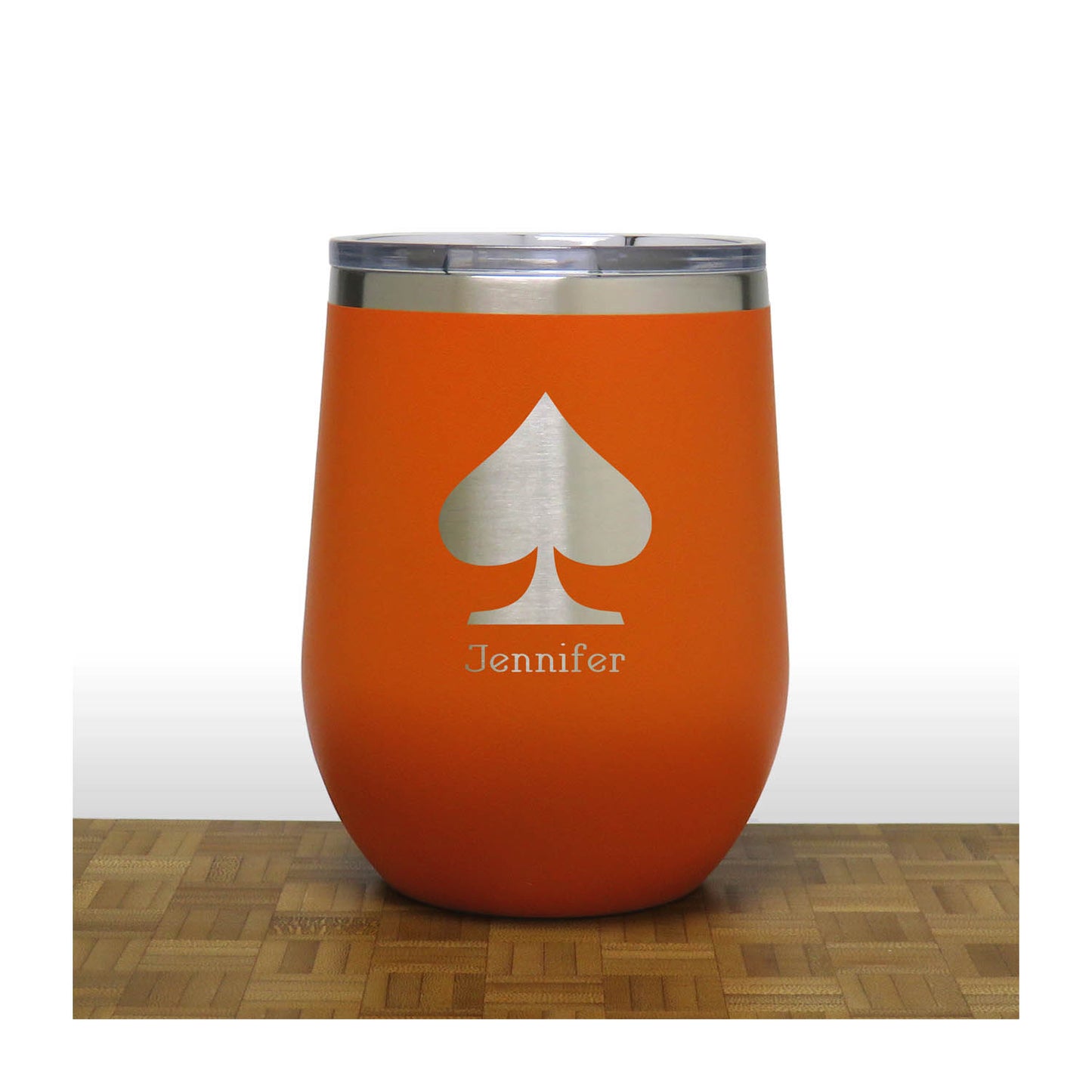 Orange - Spades 12 oz Insulated Wine Tumbler - Copyright Hues in Glass