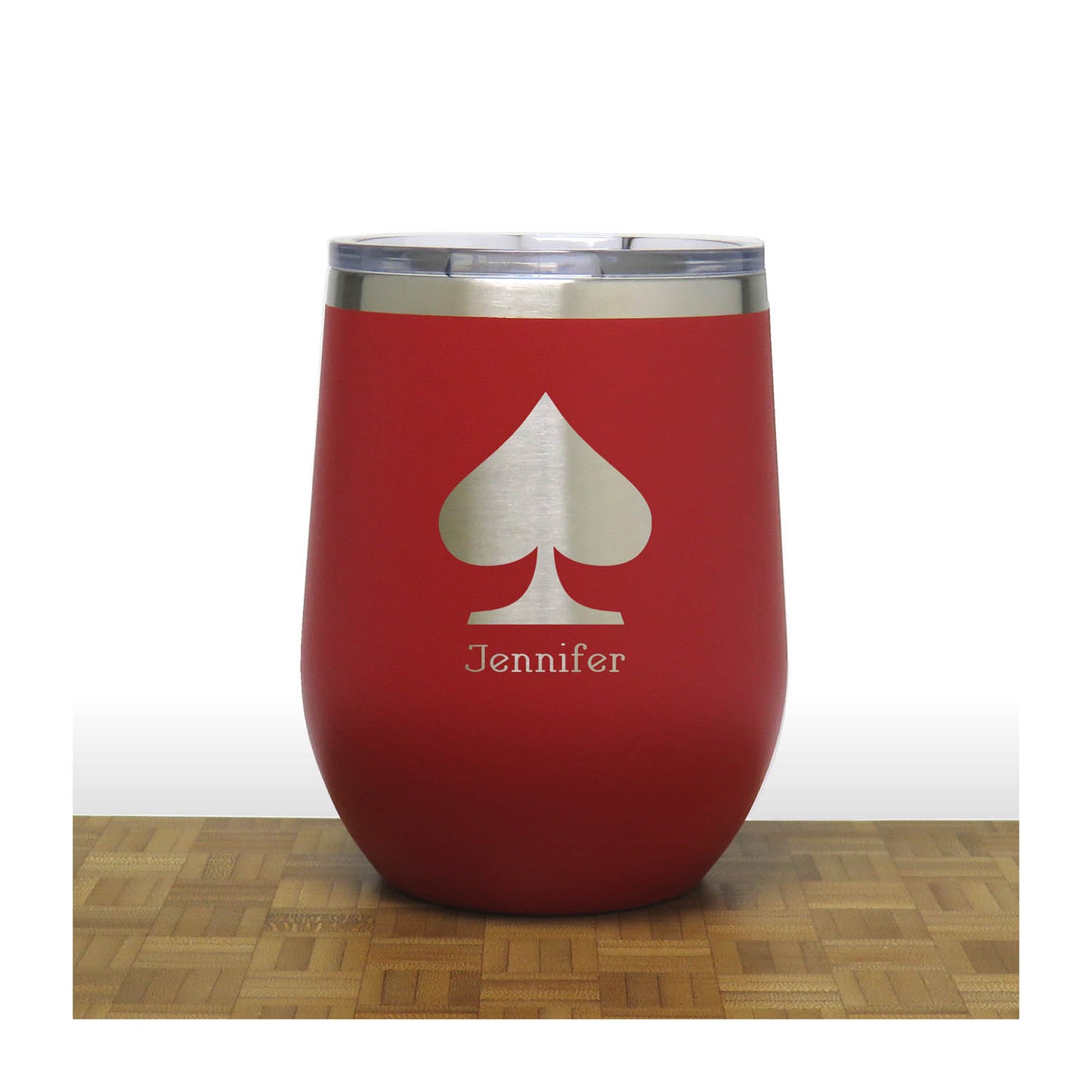 Ace of Spades Insulated 12 oz Stemless Wine Tumbler - Card Suits Cup - Stainless Steel