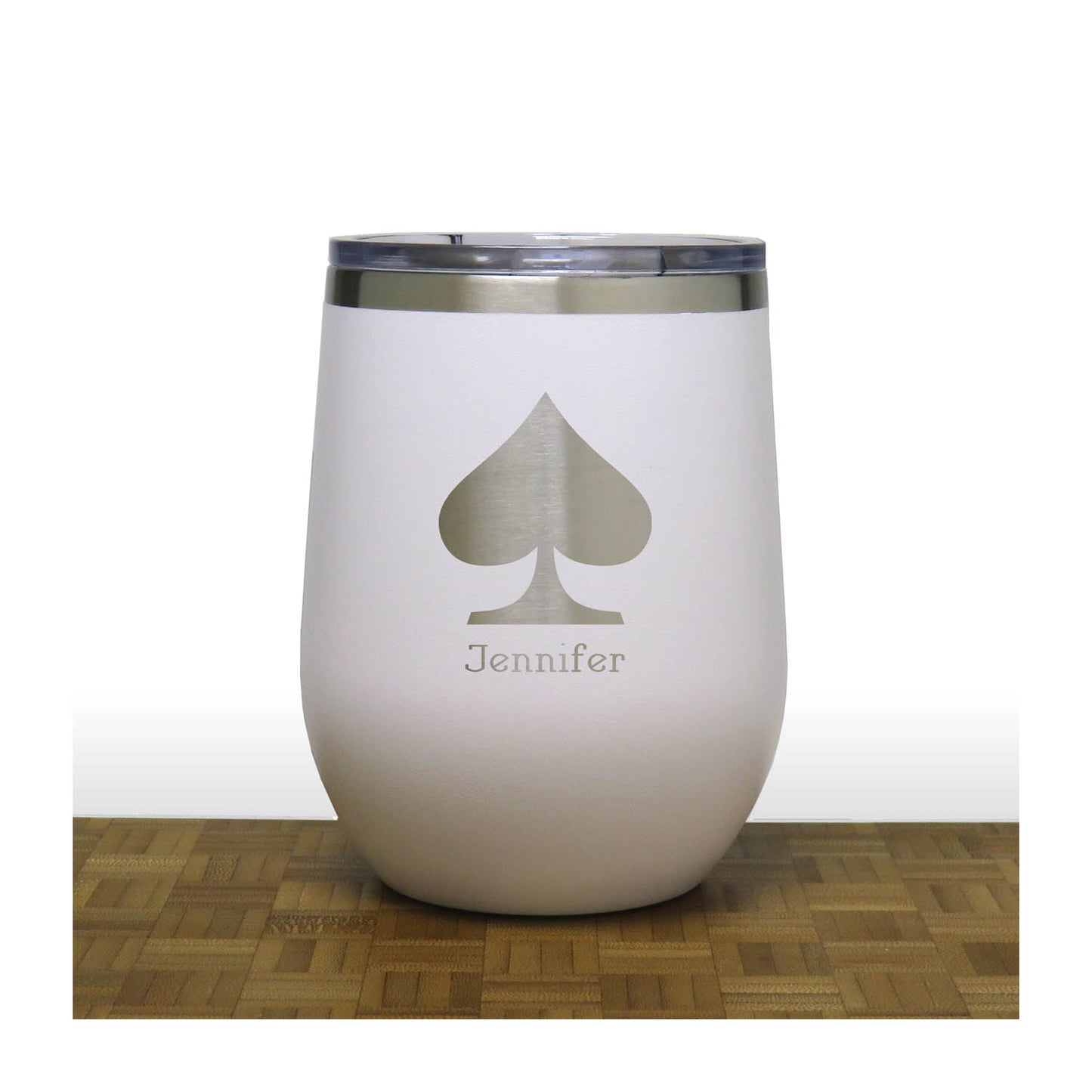 Ace of Spades Insulated 12 oz Stemless Wine Tumbler - Card Suits Cup - Stainless Steel