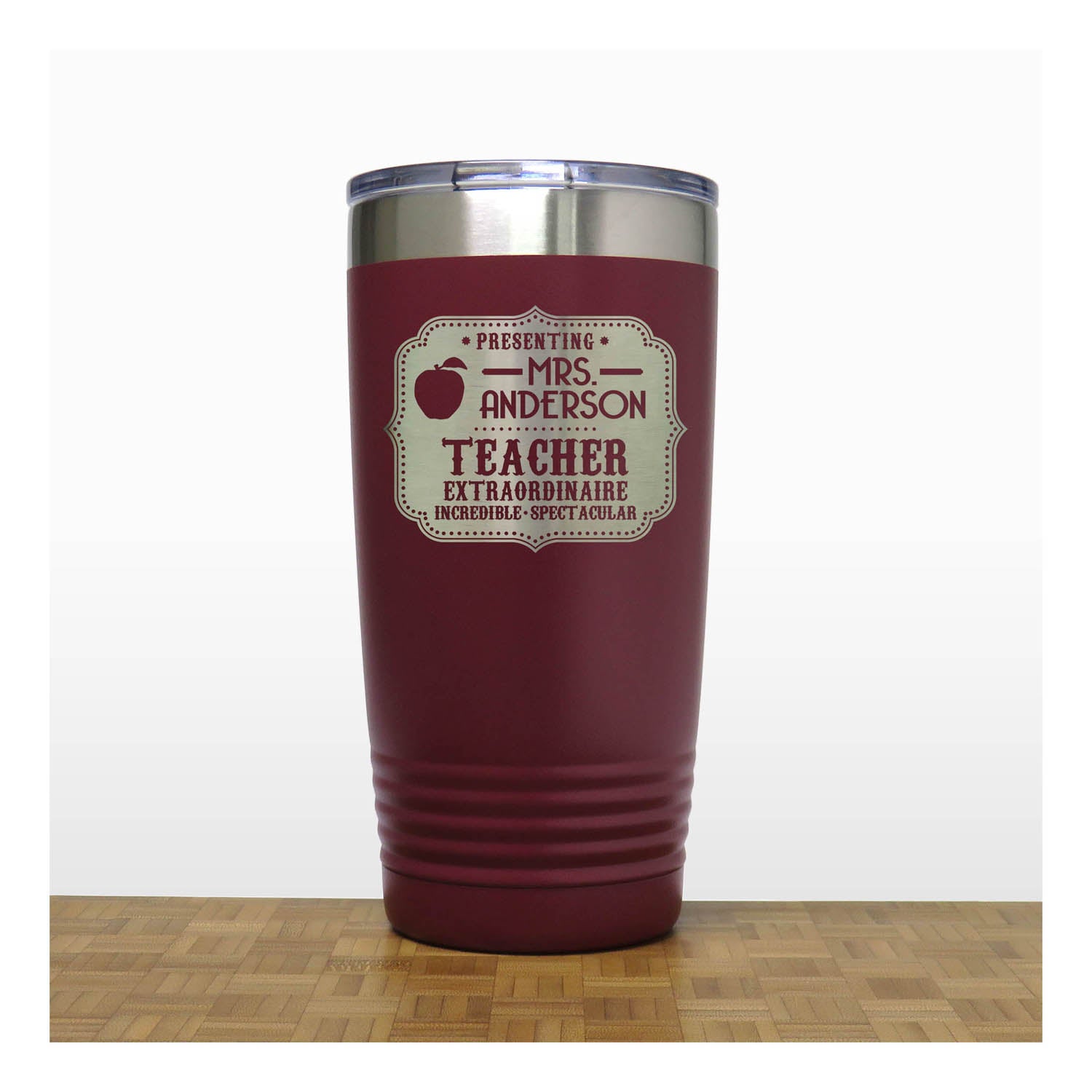 Maroon Extraordinary Teacher Mug - copyright Hues in Glass 