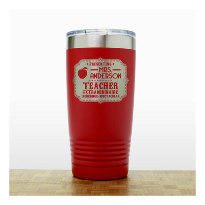 Red Extraordinary Teacher Mug - copyright Hues in Glass 