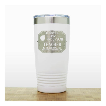 White Extraordinary Teacher Mug - copyright Hues in Glass 