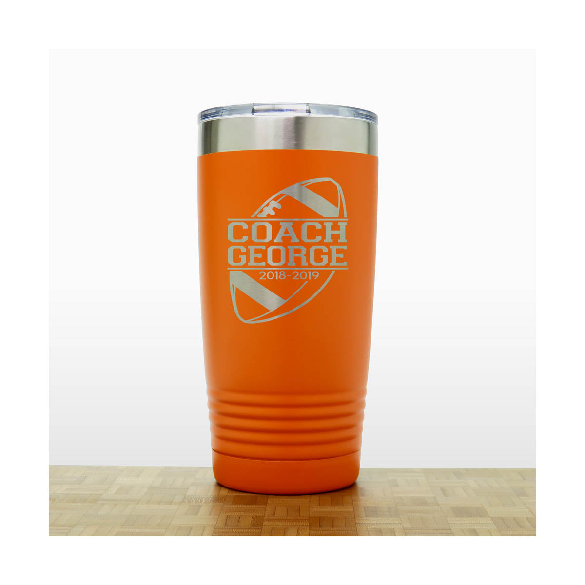 Orange - Football Coach Insulated Tumbler - 20 oz Insulated Tumbler - Copyright Hues in Glass