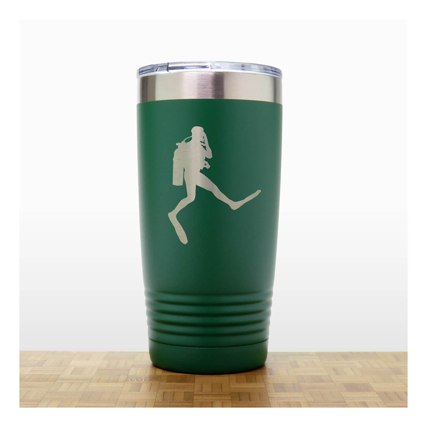 Green -  Scuba Diver Giant Step 20oz Insulated Tumbler - Copyright Hues in Glass
