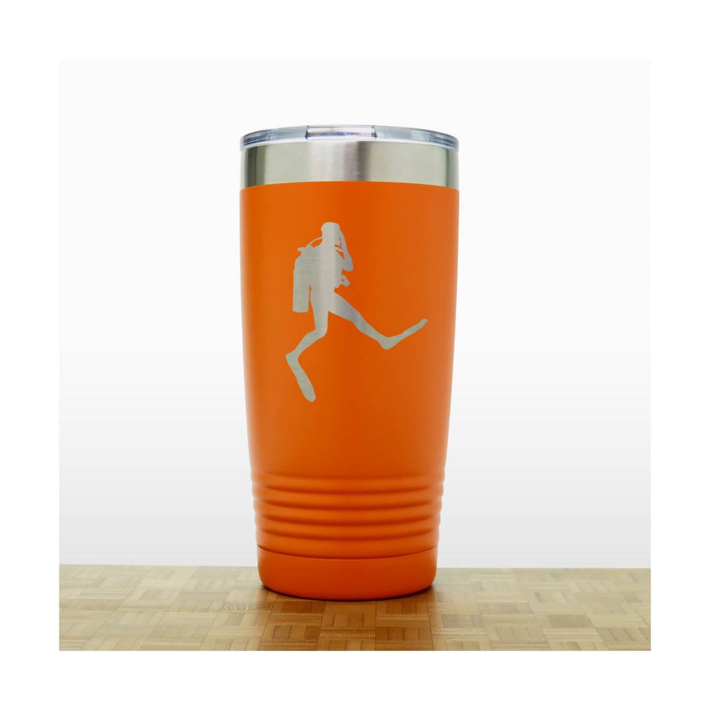 Orange -  Scuba Diver Giant Step 20oz Insulated Tumbler - Copyright Hues in Glass