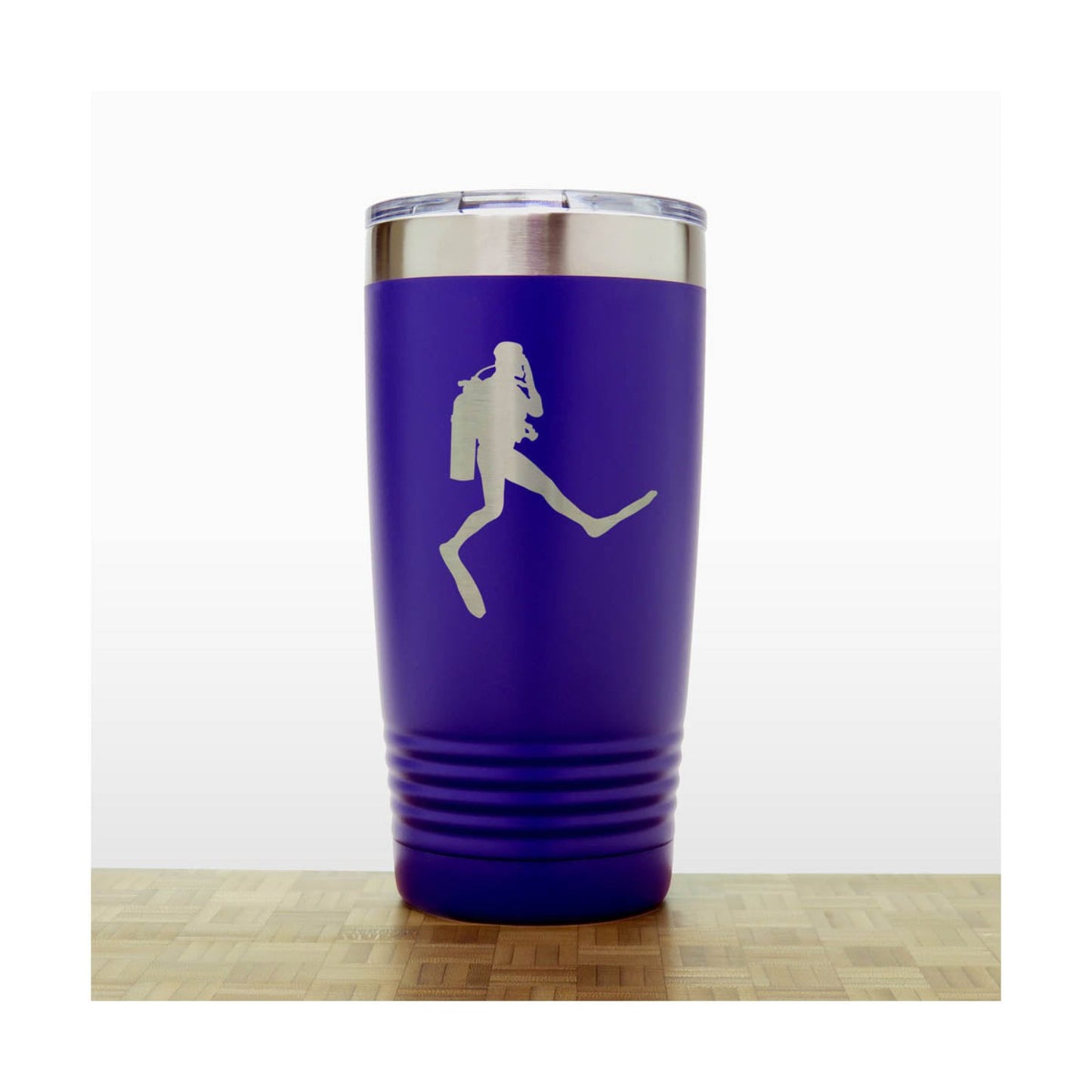 Purple -  Scuba Diver Giant Step 20oz Insulated Tumbler - Copyright Hues in Glass