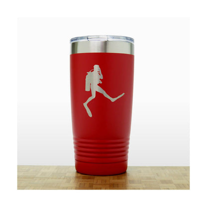 Red -  Scuba Diver Giant Step 20oz Insulated Tumbler - Copyright Hues in Glass