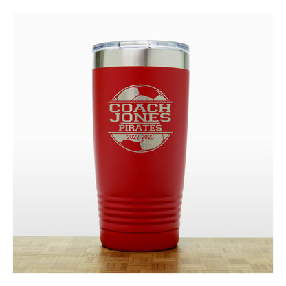 Red - Soccer Coach Insulated Tumbler - 20 oz Insulated Tumbler - Copyright Hues in Glass