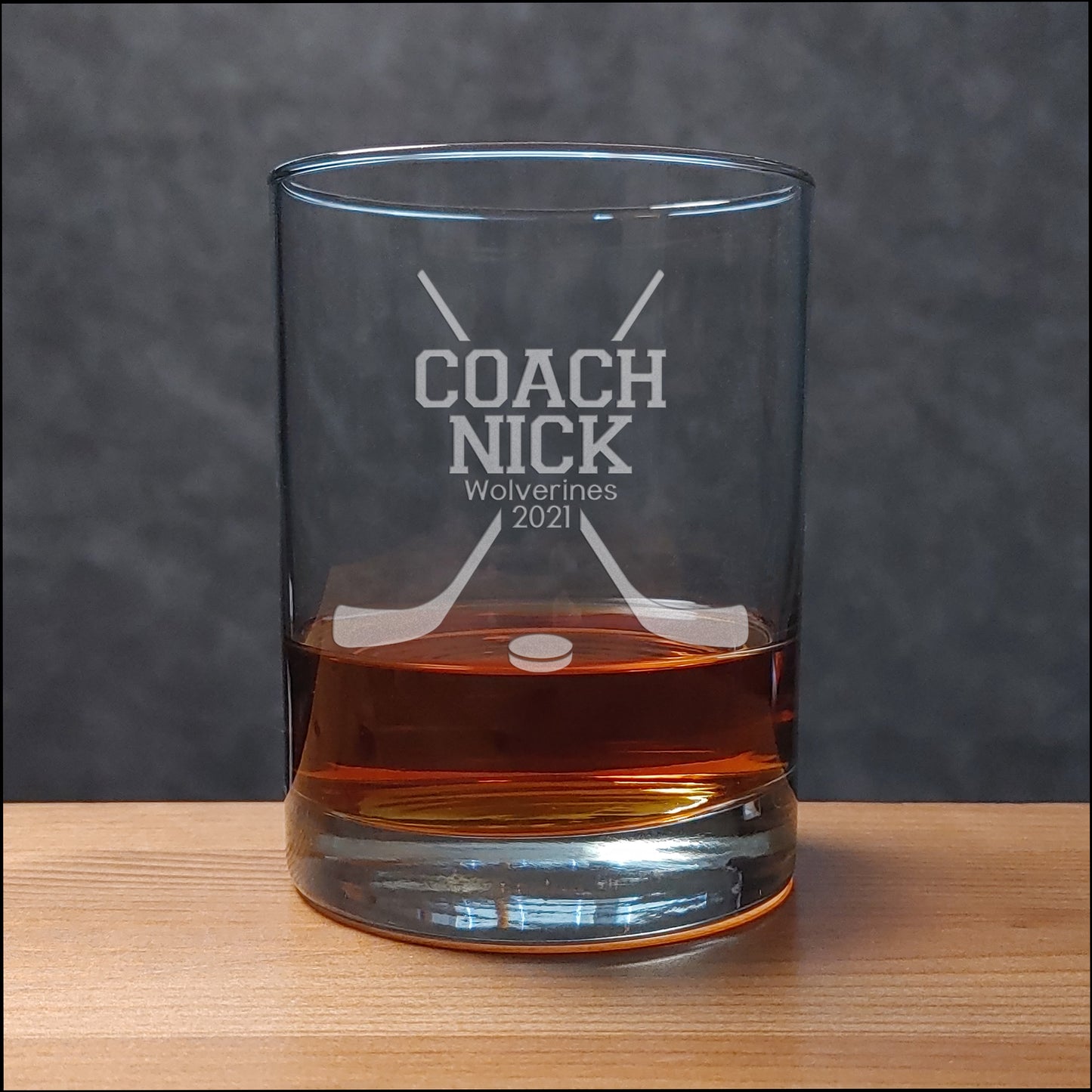 Hockey Coach Personalized Whisky Glass - Copyright Hues in Glass